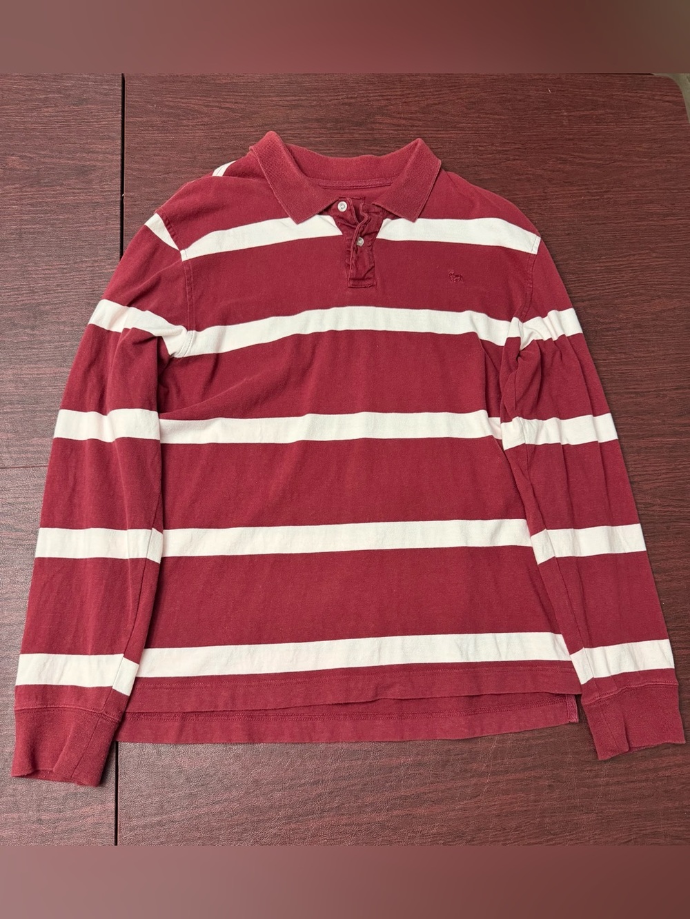 Aeropostale Authentic Fit Long Sleeve Striped Polo Size L